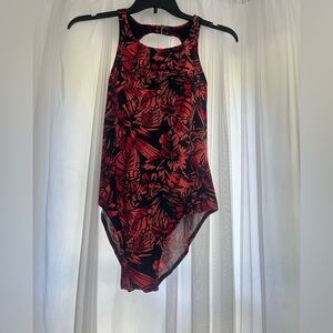 Women Full Swimsuit Size 10 Built In Bra Red Beach Sun Fun Summer